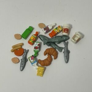Playmobil Food Accessories Lot Fish Croissant Cheese Juice Cartons Coffee